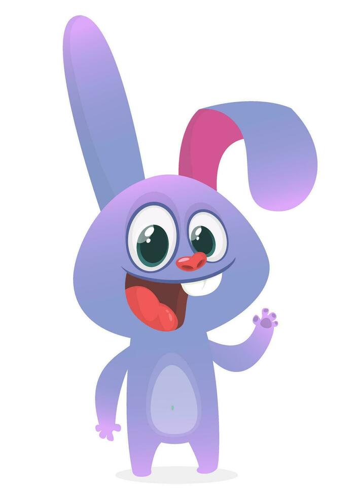 Cute Easter rabbit cartoon. Vector illustration of funny bunny