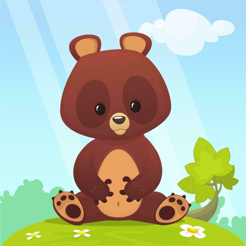 Funny cartoon bear vector illustration