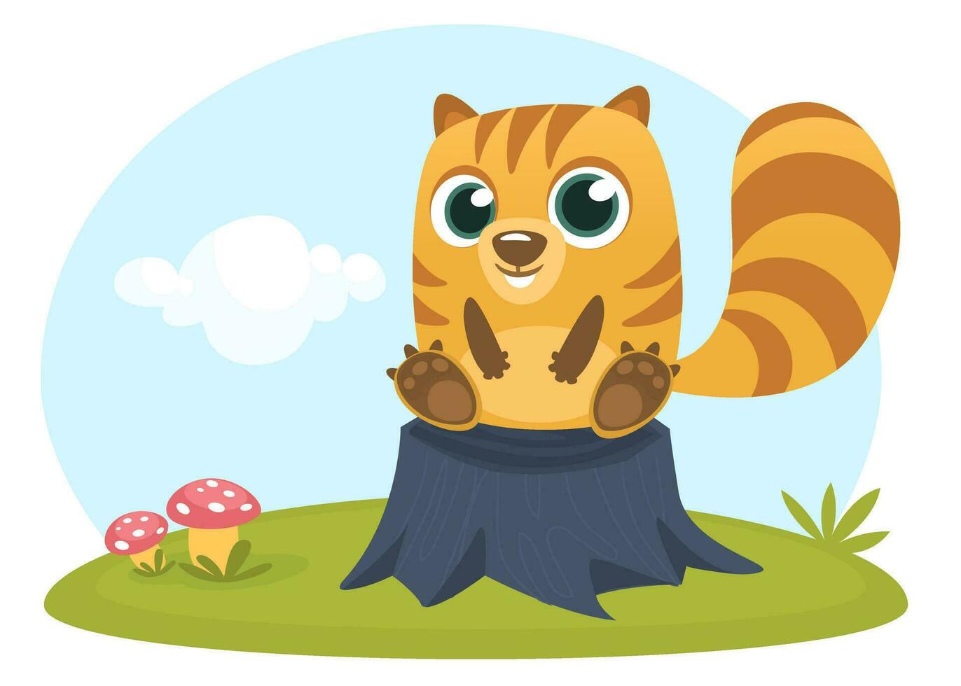 Cartoon Chipmunk or marmot laughing. Vector illustration