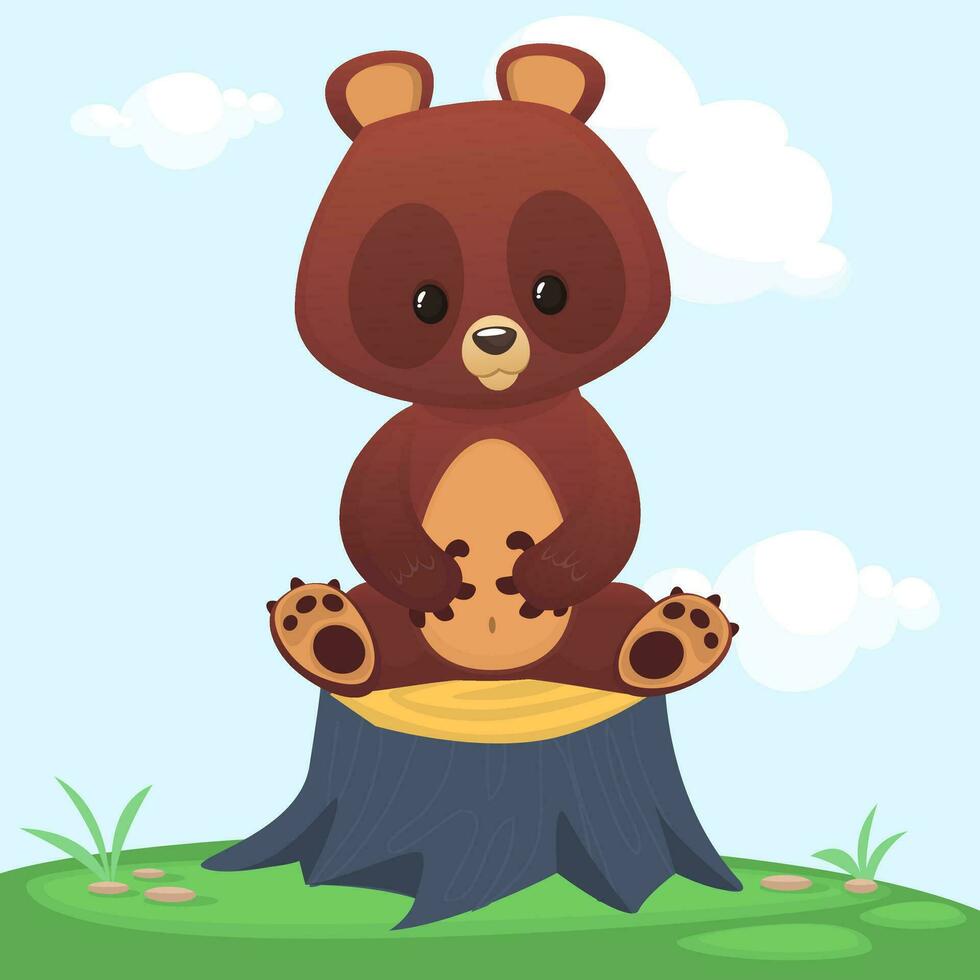 Funny cartoon bear vector illustration