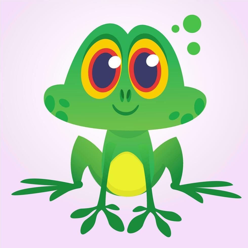 Funny Frog Cartoon. Vector illustration