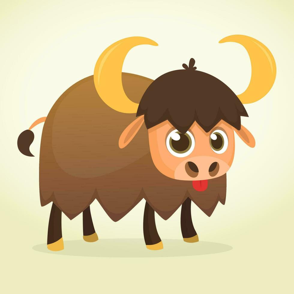 Vector illustration of Cartoon Buffalo