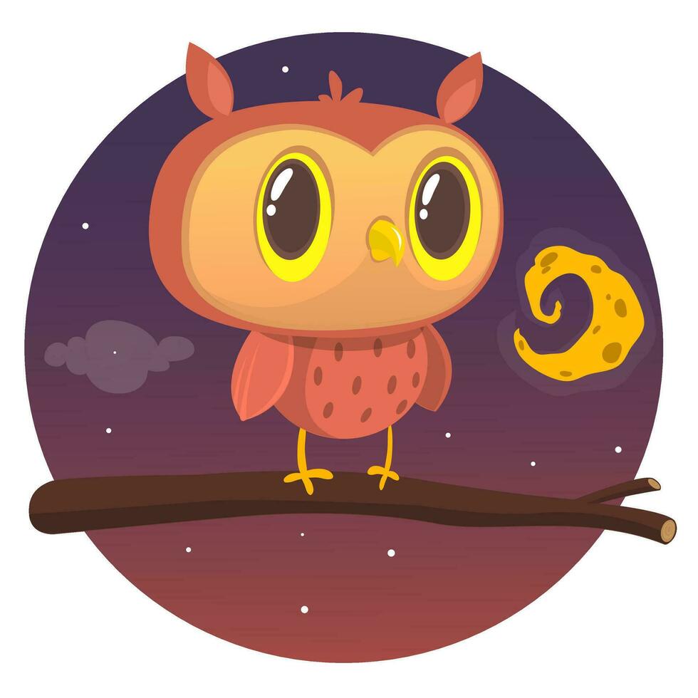 Funny cartoon owl. Vector illustration