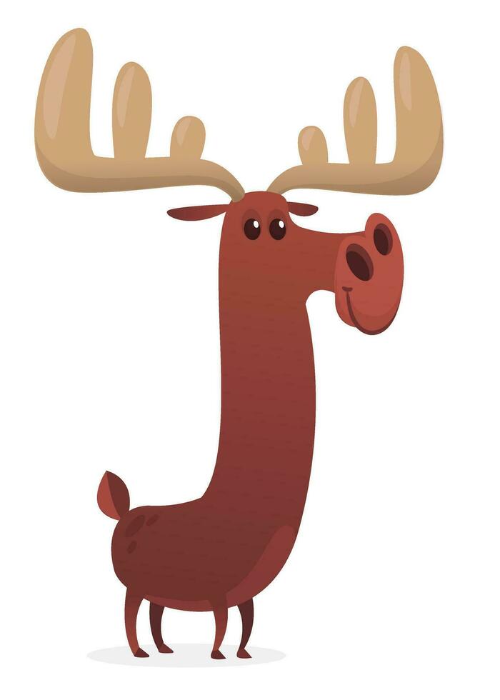 Funny cartoon moose character. Vector moose illustration isolated.