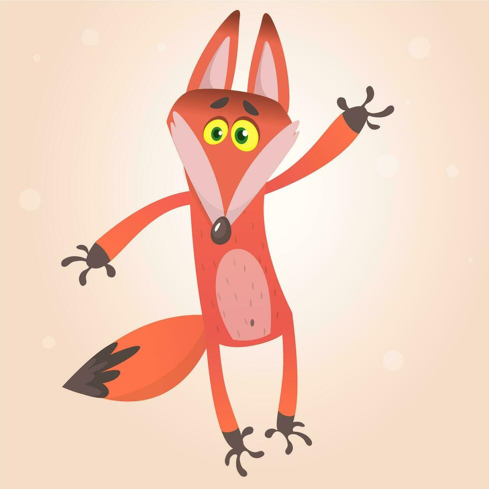 Cartoon funny red fox. Vector illustration