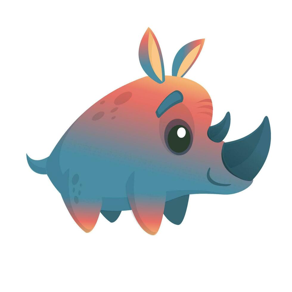 Cute Safari Rhino. Vector Illustration