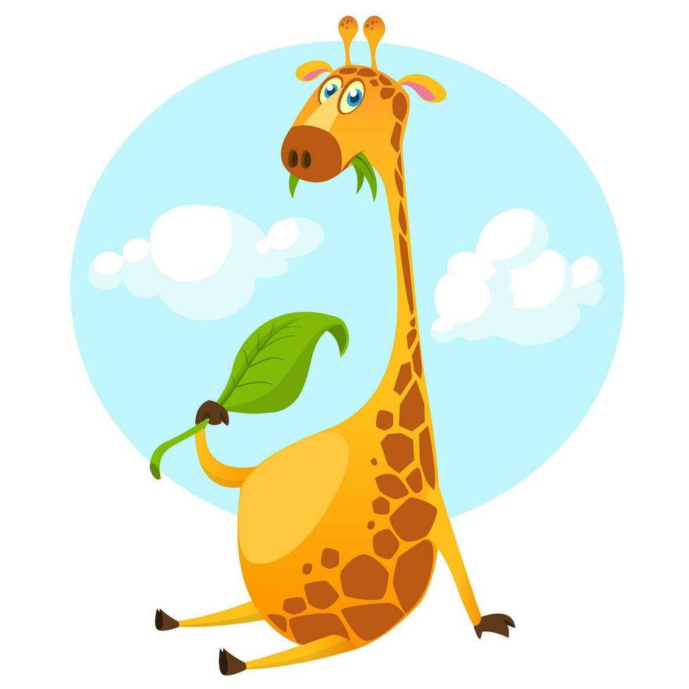 Pretty giraffe cartoon. Vector illustration isolated