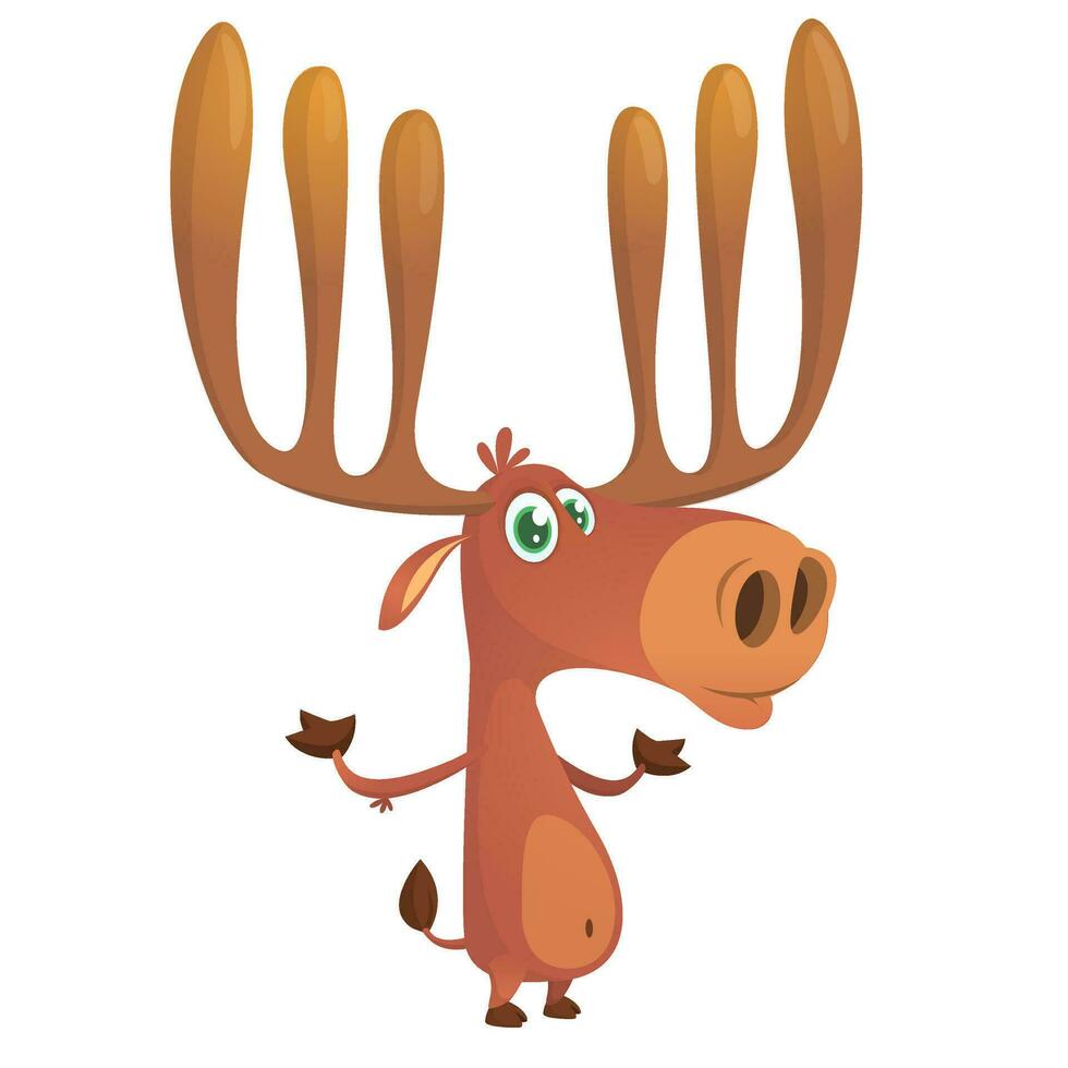 Cute cartoon moose character vector