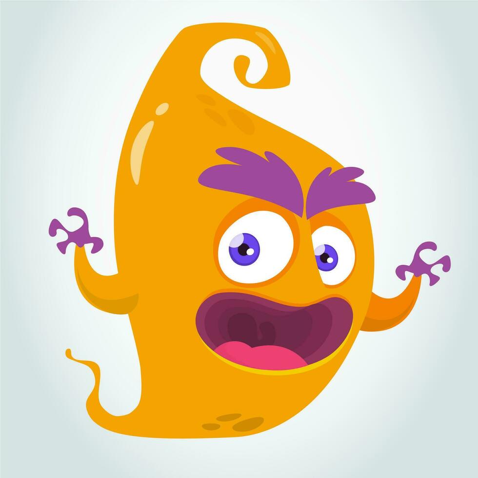 Scared cartoon flying monster blob. Halloween vector illustration