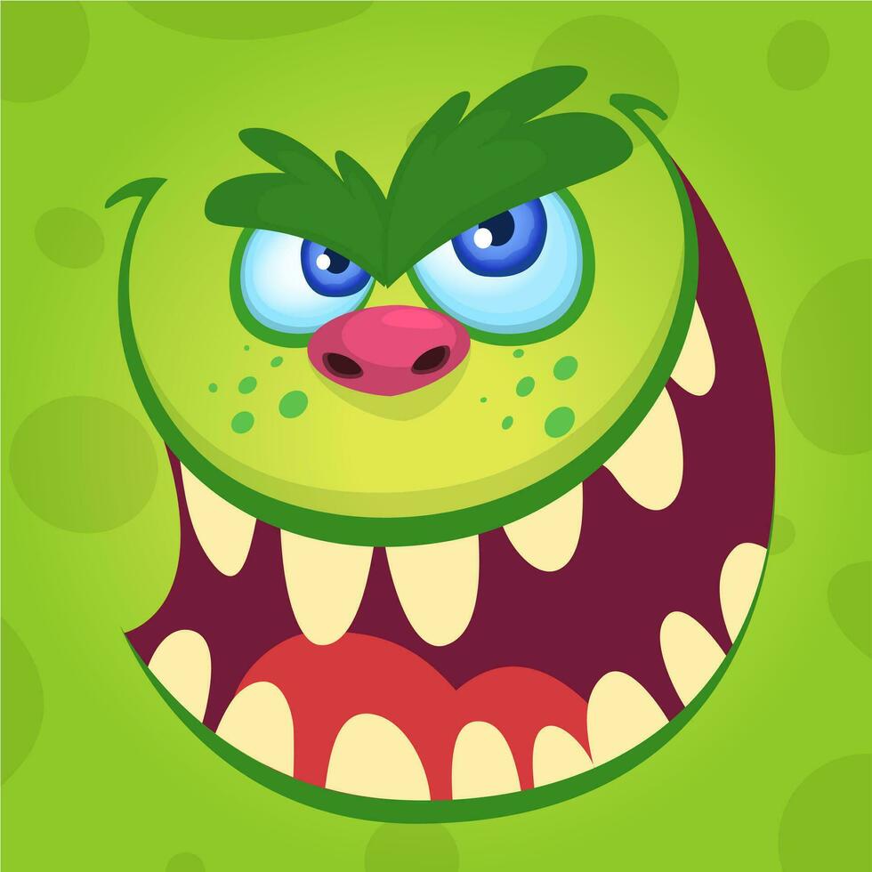 Cartoon monster face. Vector Halloween monster avatar