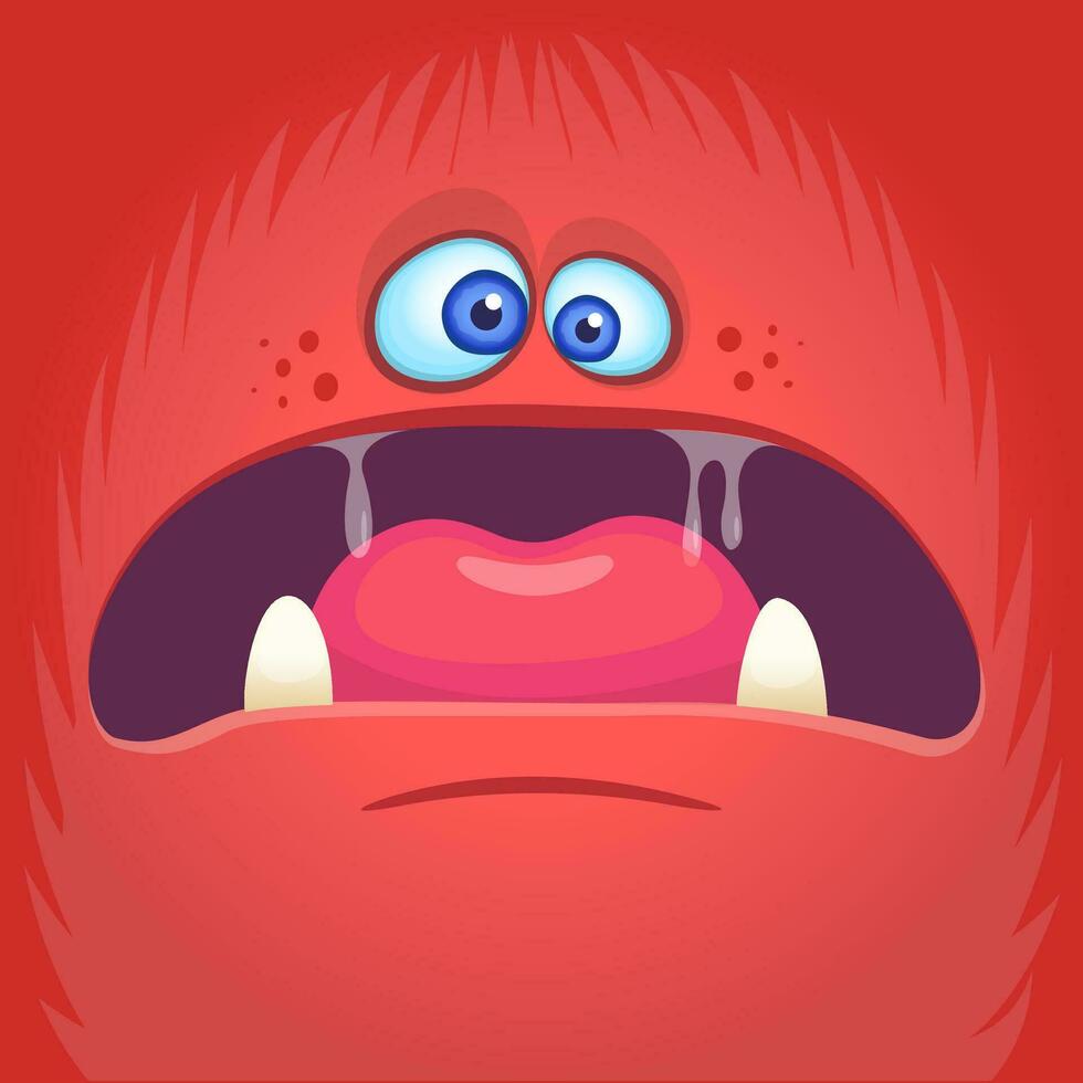 Cartoon monster face. Vector Halloween monster avatar