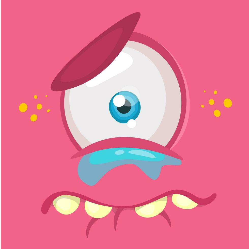 Cartoon monster face. Vector Halloween monster avatar