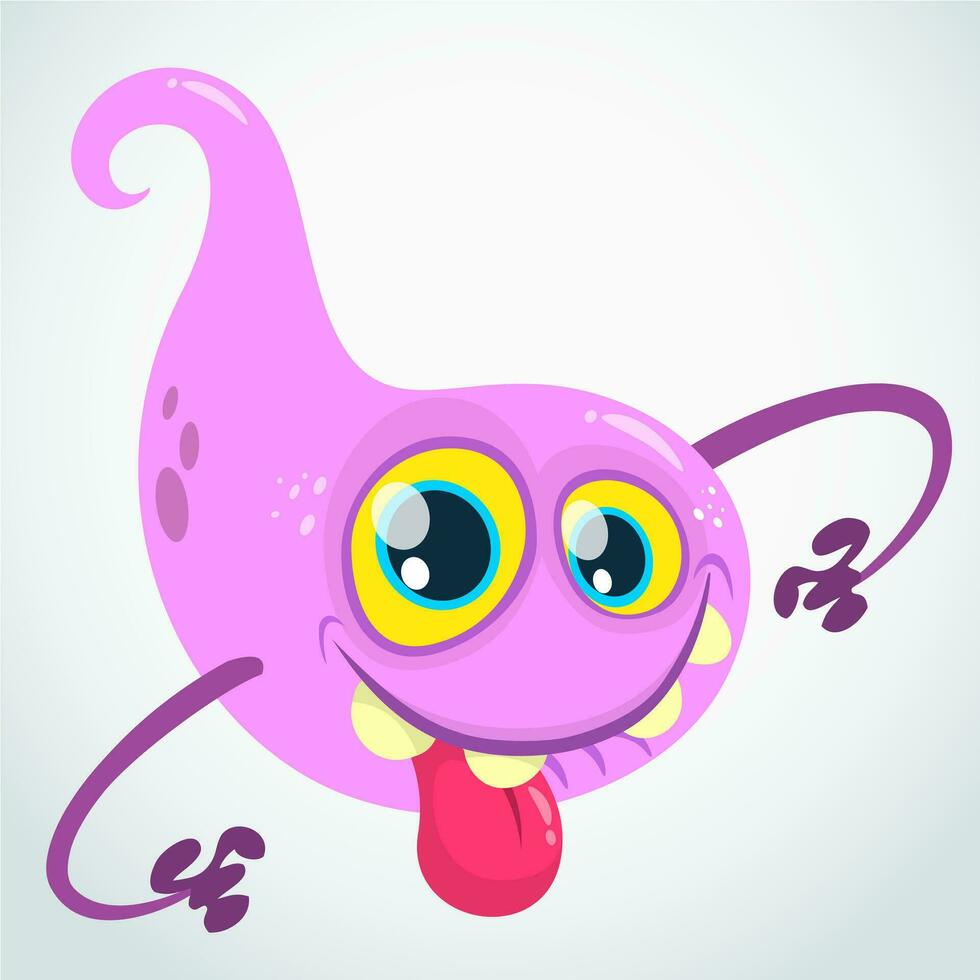 Lovely cartoon flying monster blob. Halloween vector illustration