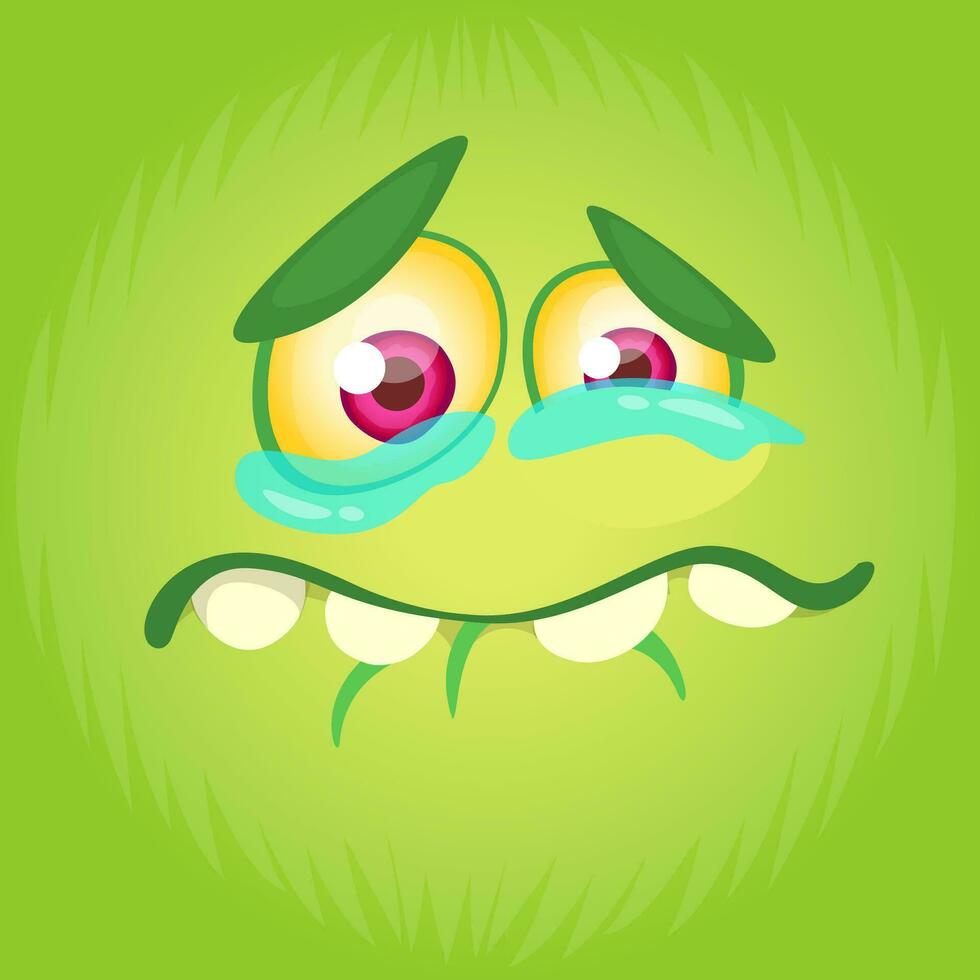 Cartoon monster face. Vector Halloween monster avatar