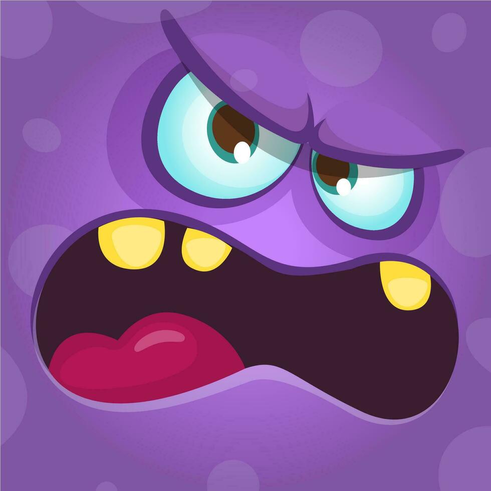 Cartoon monster face. Vector Halloween monster avatar