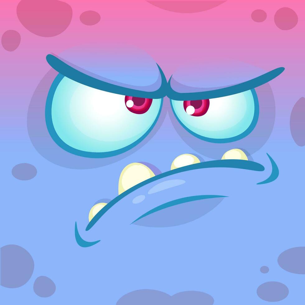 Cartoon monster face. Vector Halloween monster avatar