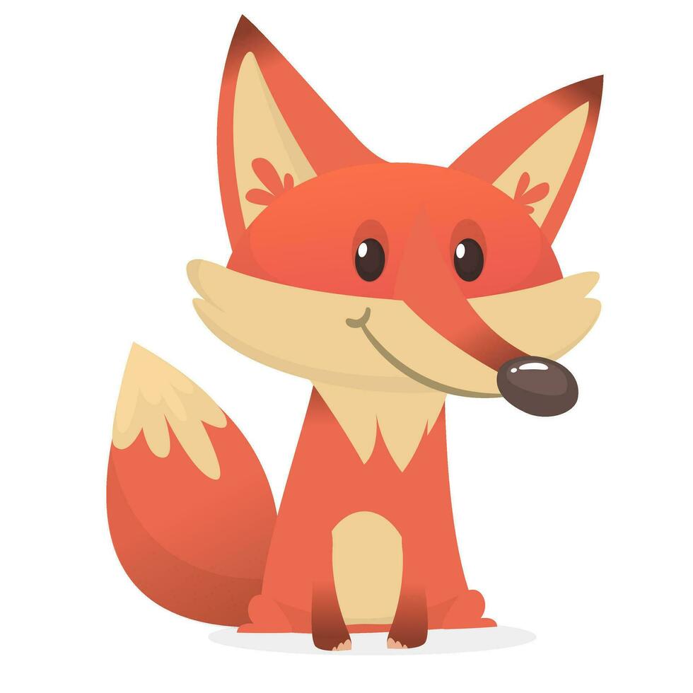 Cartoon funny red fox. Vector illustration
