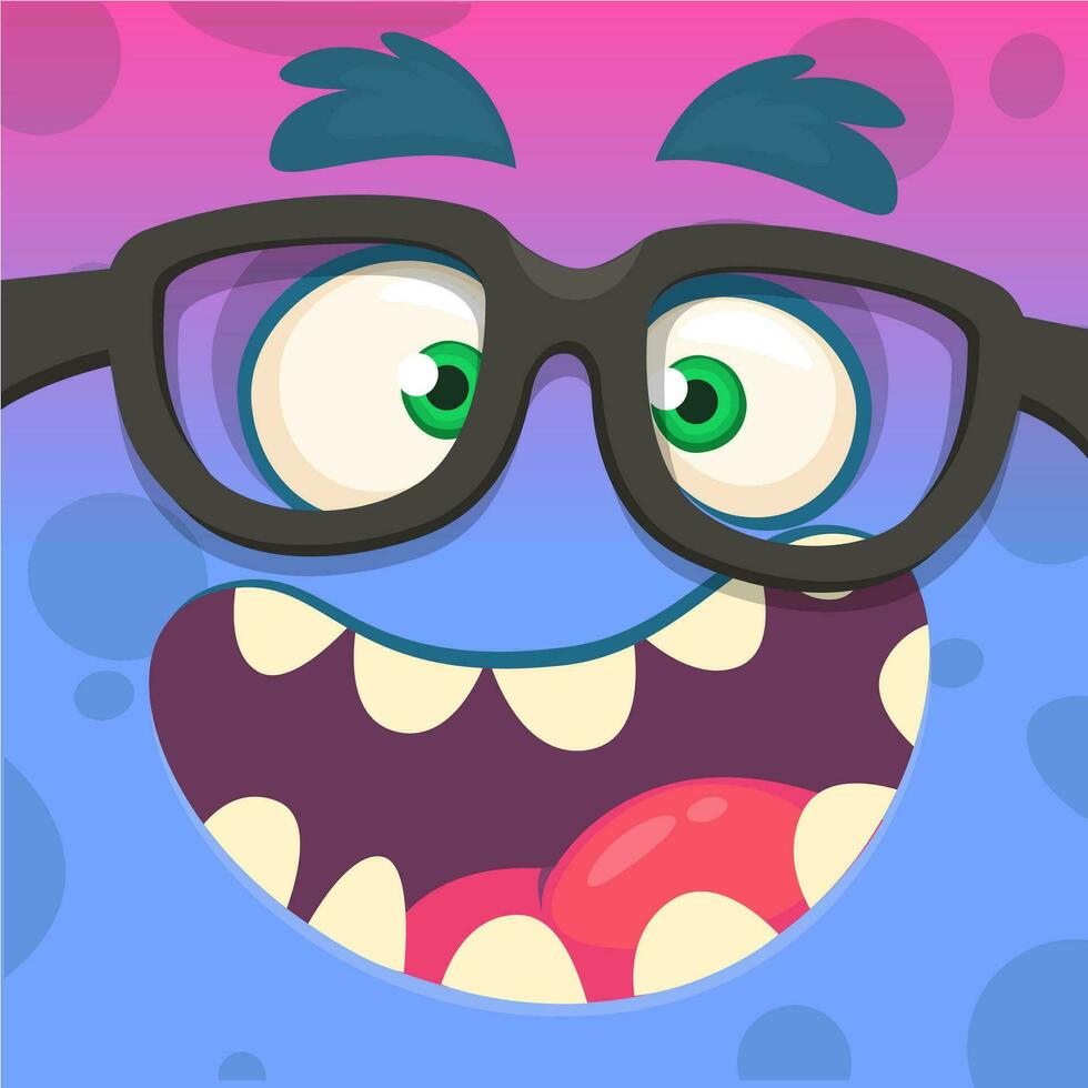 Cartoon monster face. Vector Halloween monster avatar