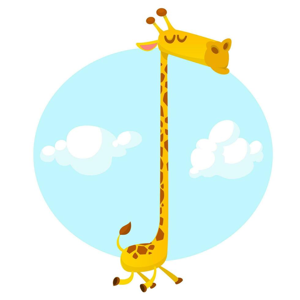 Cute giraffe cartoon illustration. Vector