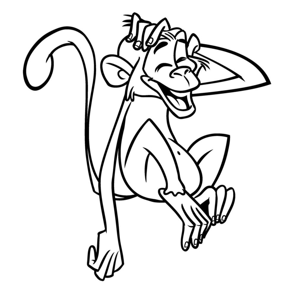 Cartoon monkey smiling. Vector illustration of chimpanzee presenting