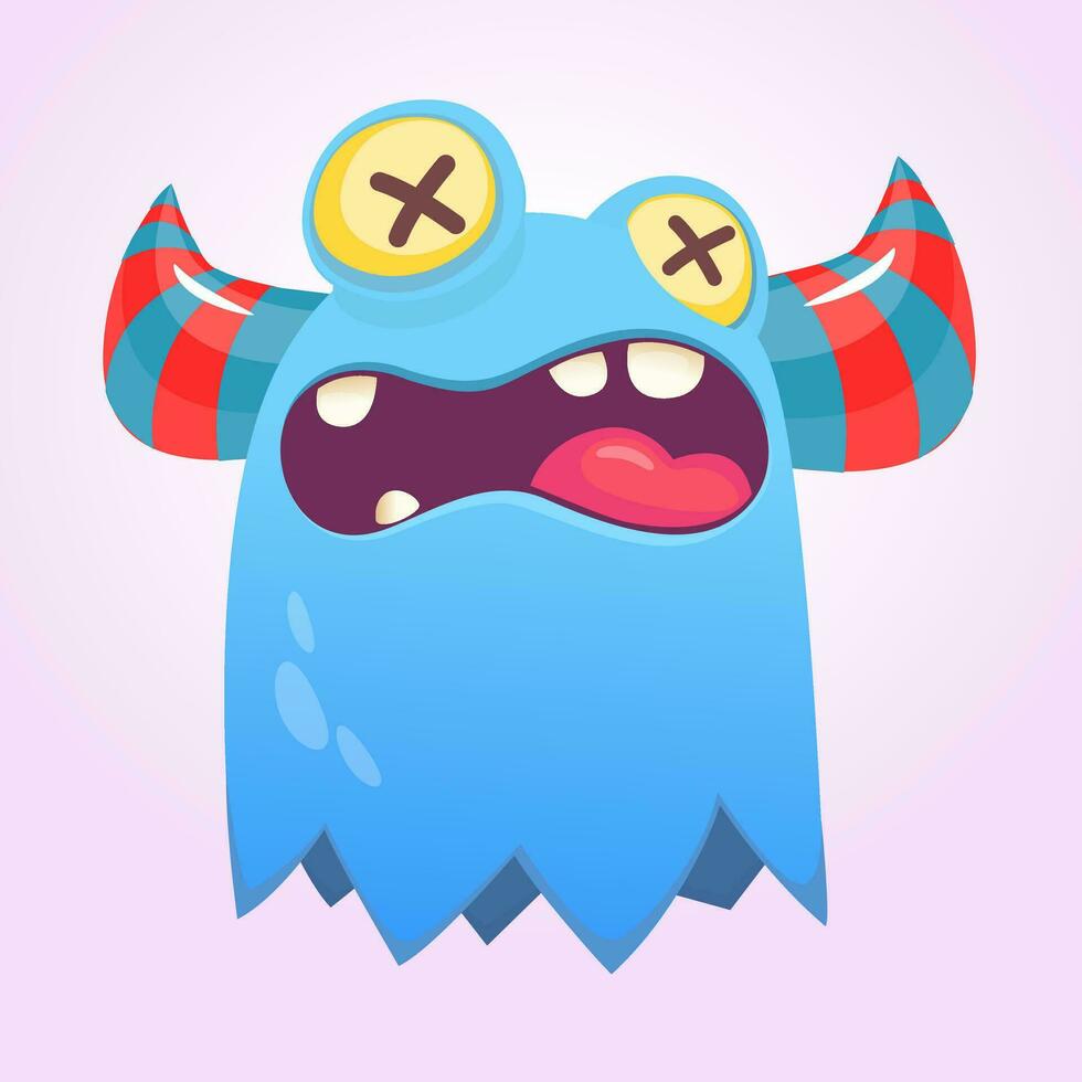 Happy cute cartoon monster. Vector illustration