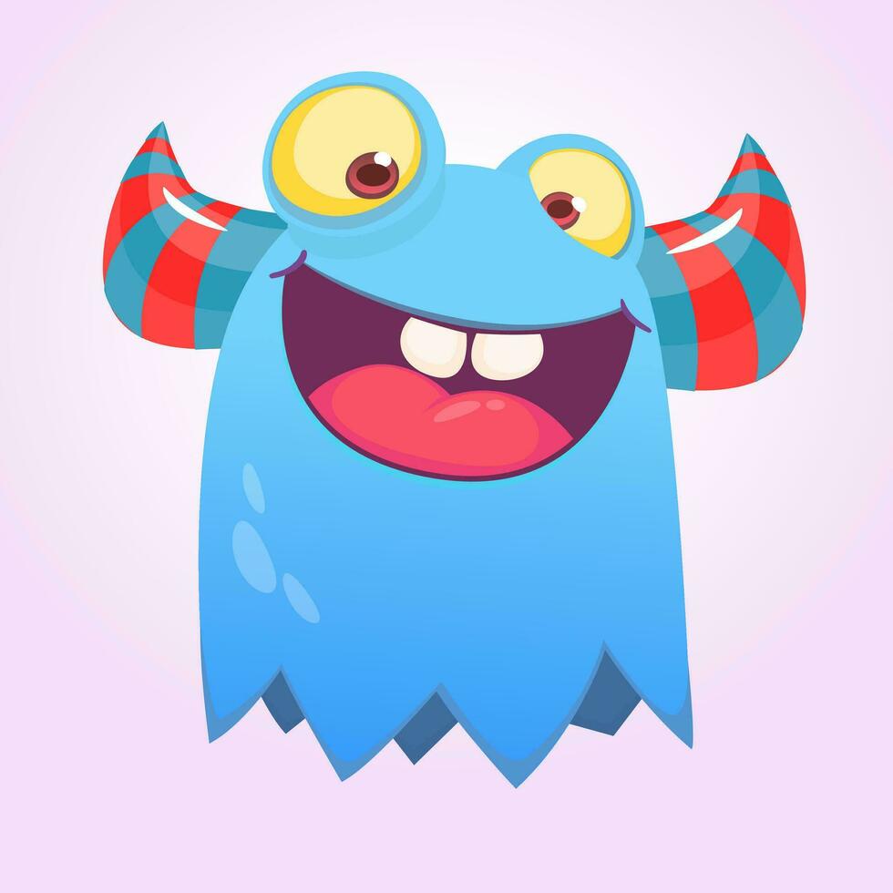 Happy cute cartoon monster. Vector illustration