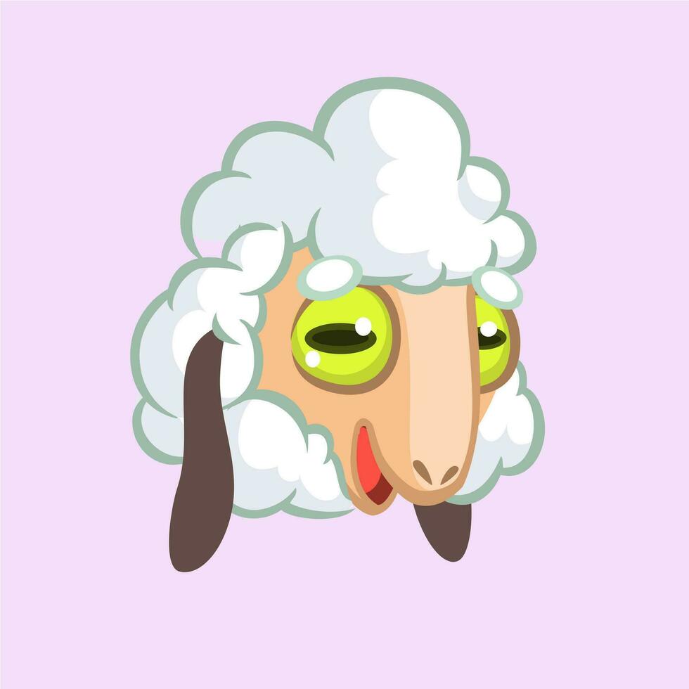 Cartoon sheep mascot character. Vector icon of a cute sheep or lamb. Illustration isolated on white