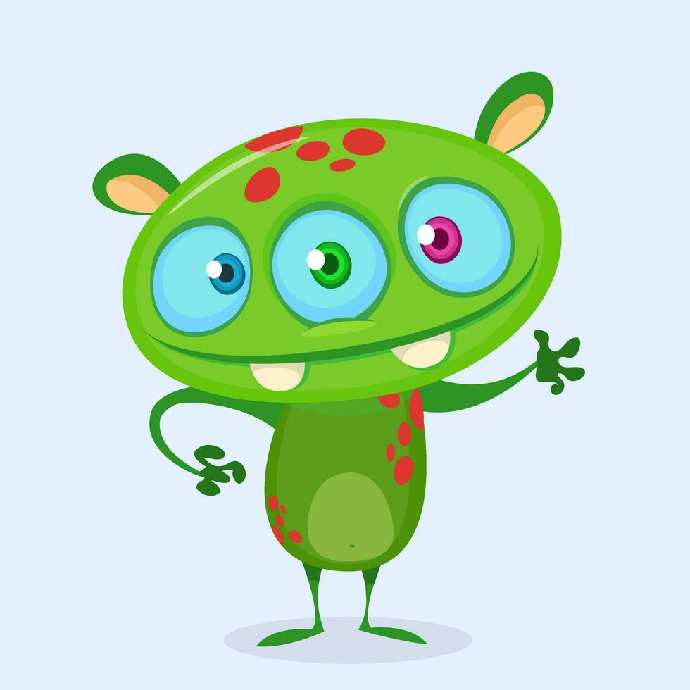 Happy cute cartoon monster. Vector illustration