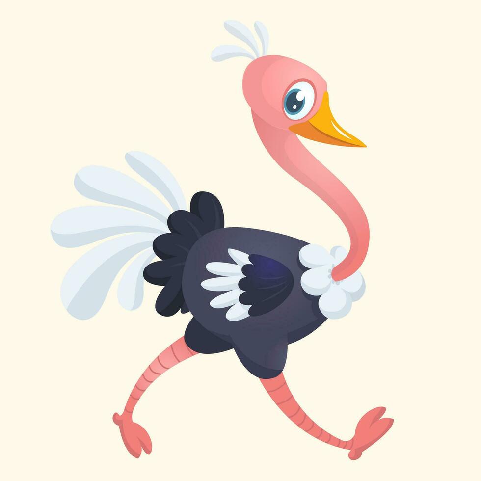 linda dibujos animados avestruz. vector personaje ilustración