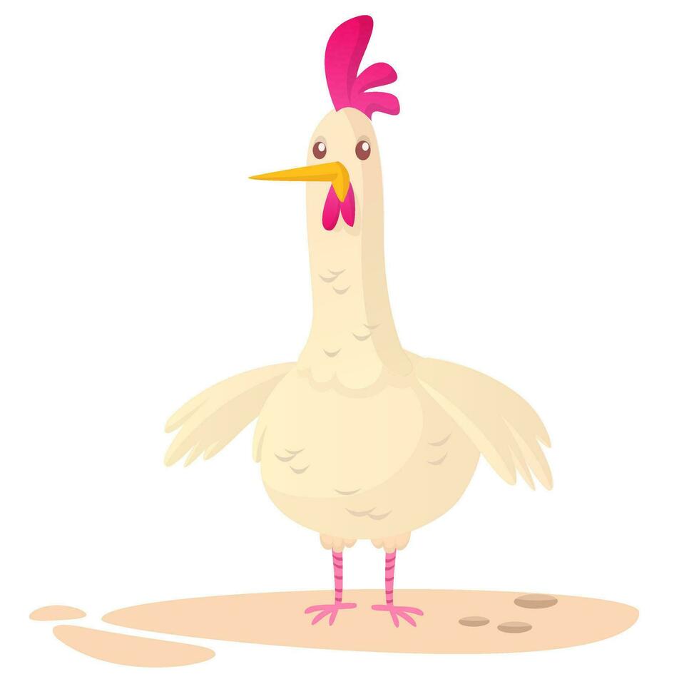 Cartoon big fat hen isolated on a white background. Vector illustration of a chicken