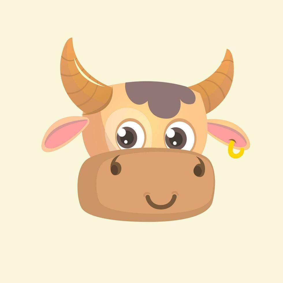Cartoon bright brown smiling cow vector