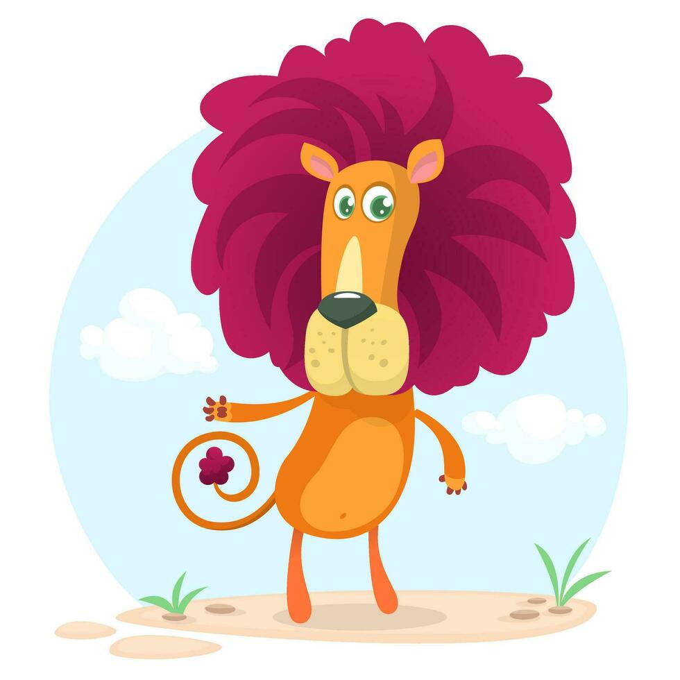 Cute cartoon lion characte vector