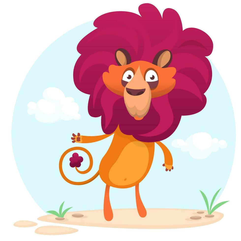 Cute cartoon lion characte vector