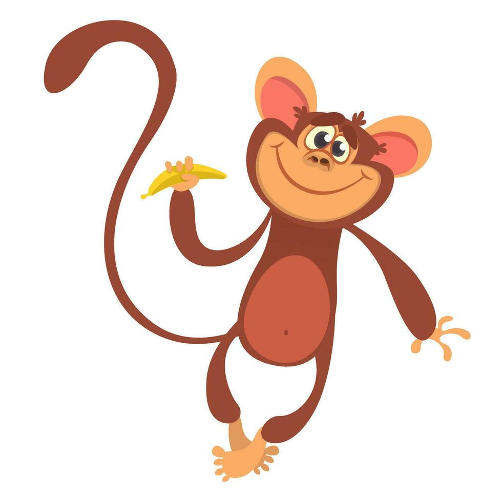 Cute cartoon monkey character vector