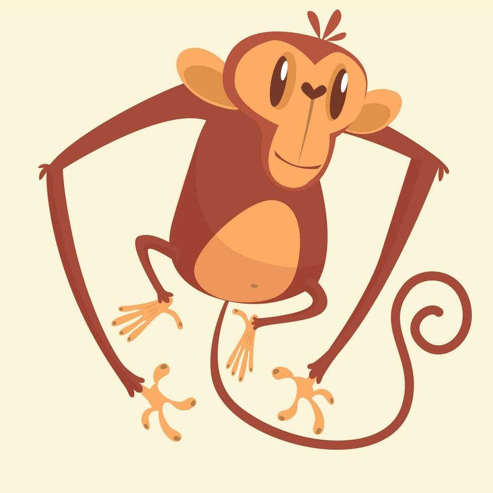 linda dibujos animados mono chimpancé personaje vector