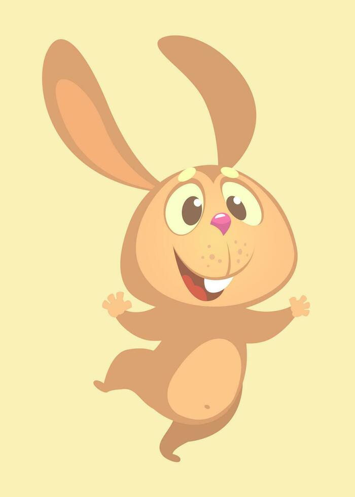 Cartoon cute bunny rabbit dancing excited vector