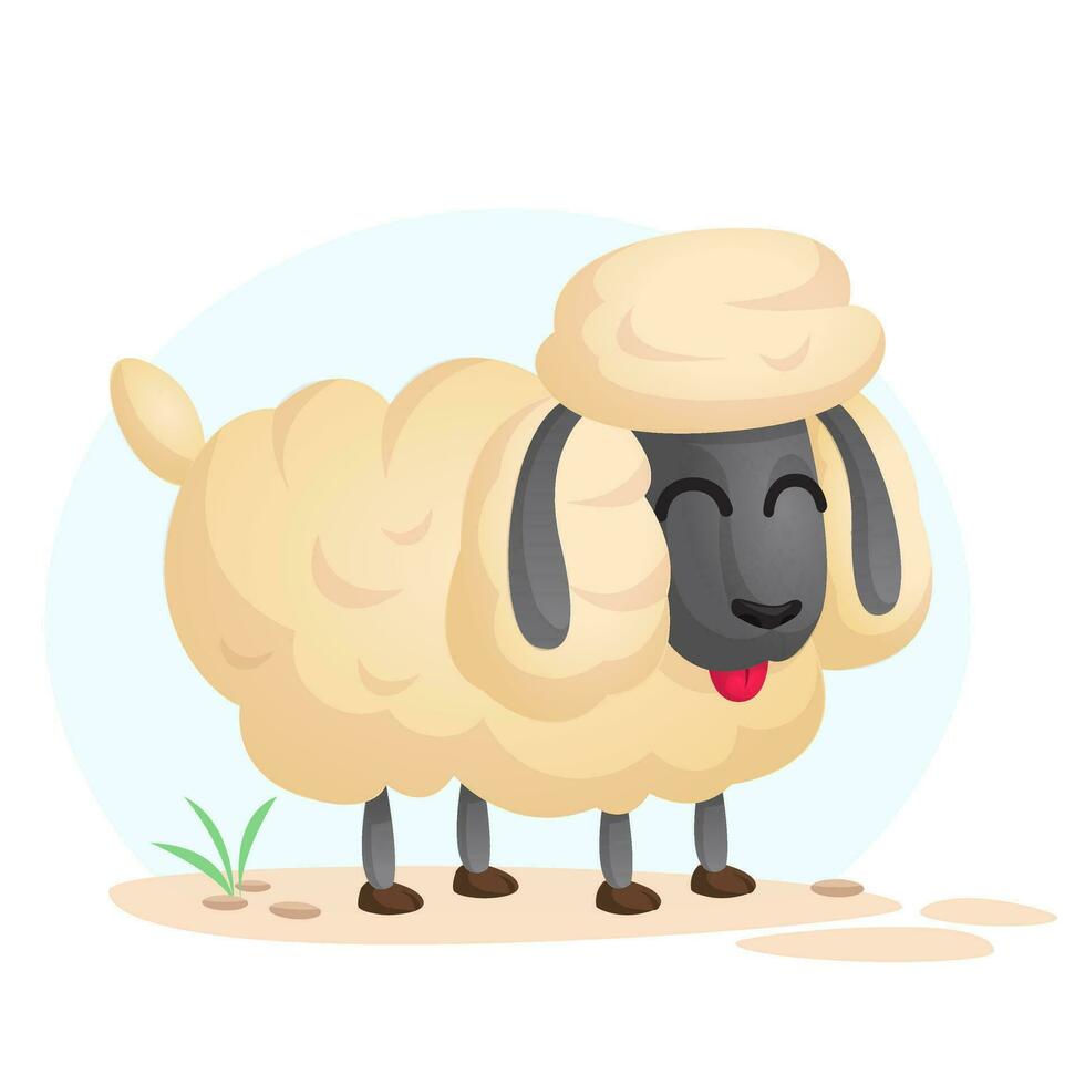 Cute cartoon sheep. Farm animal vector illustration isolated on simple background