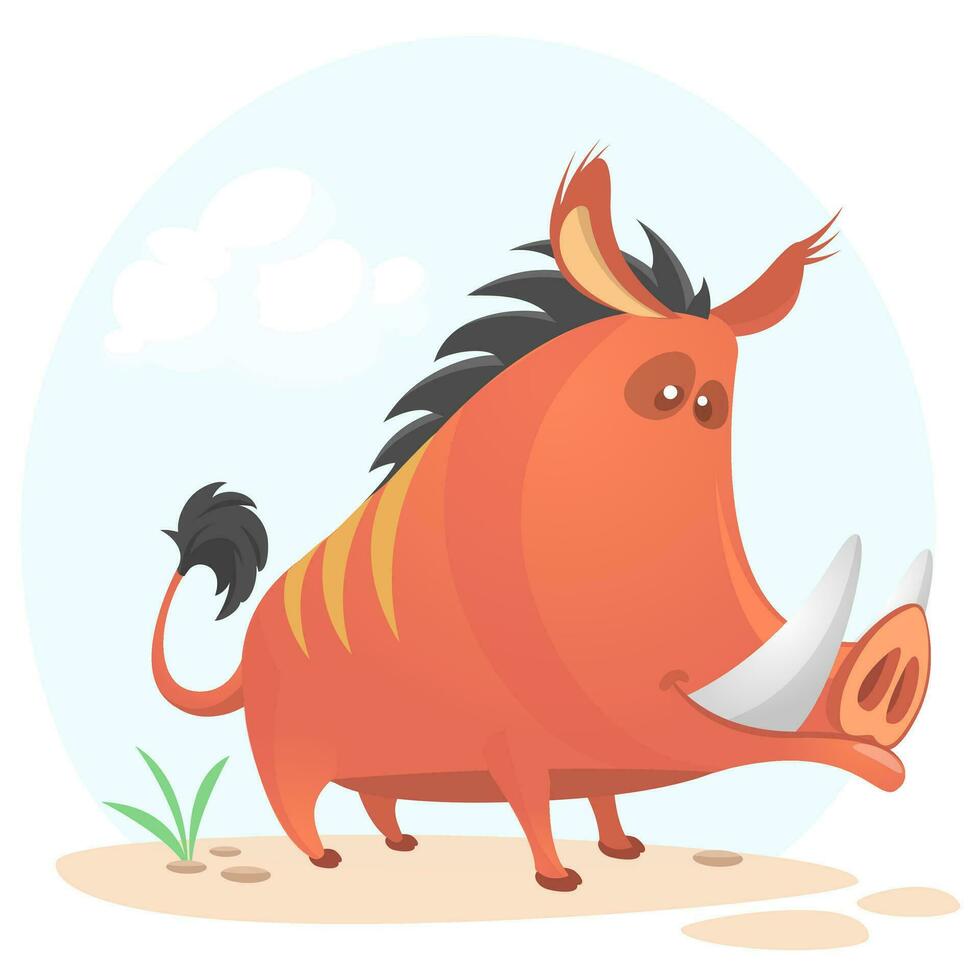 Wild boar or wild pig cartoon vector