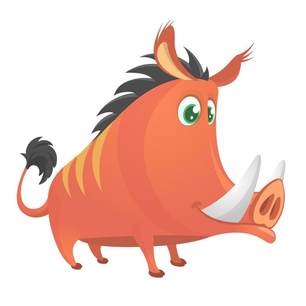 Wild boar or wild pig cartoon vector