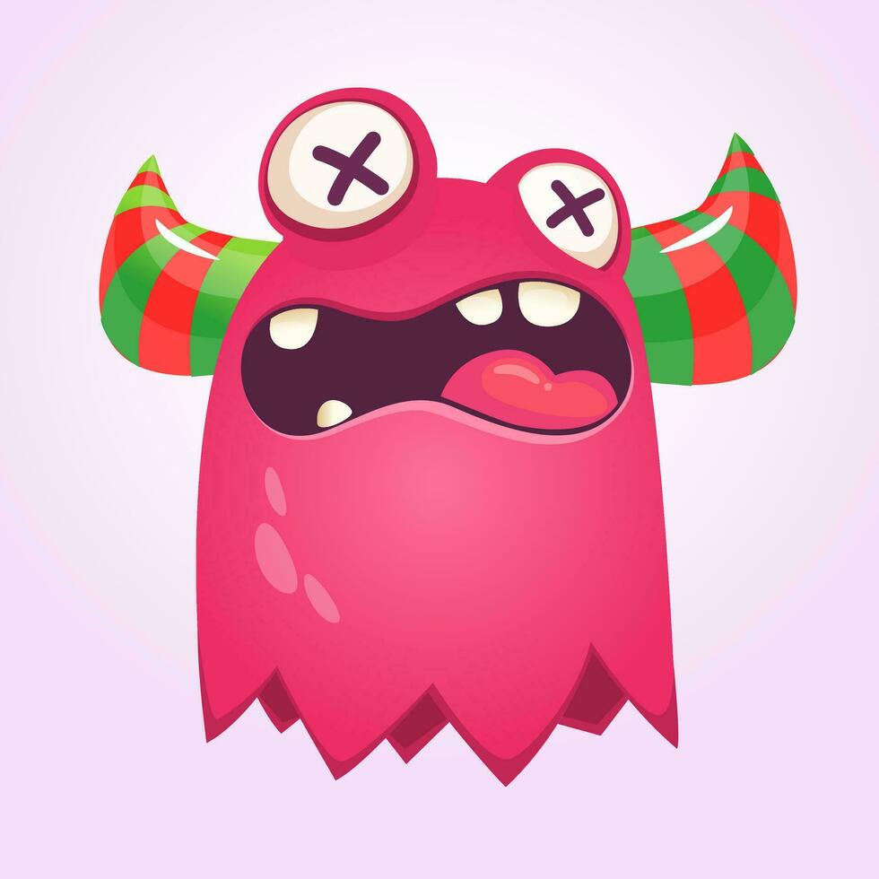 Happy cute cartoon monster. Vector illustration