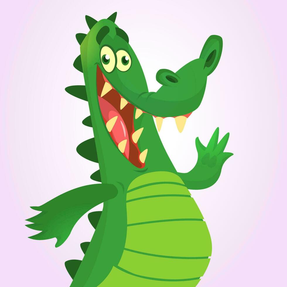 Cool cartoon crocodile or dinosaur. Vector illustration