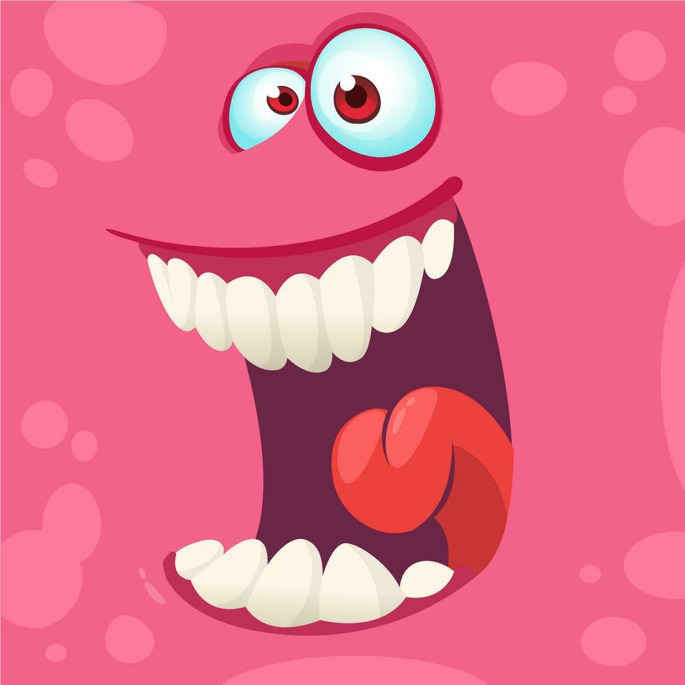 Cartoon monster face. Vector Halloween monster avatar