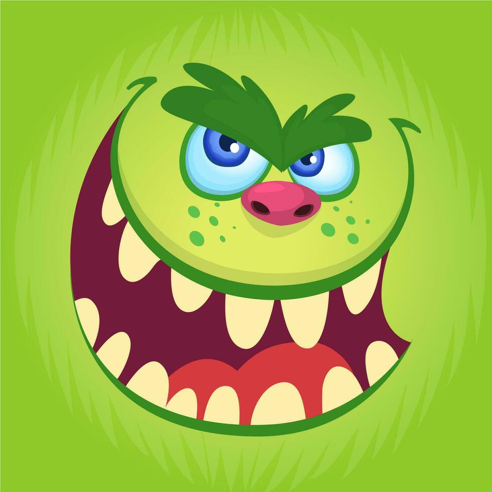 Cartoon monster face. Vector Halloween monster avatar