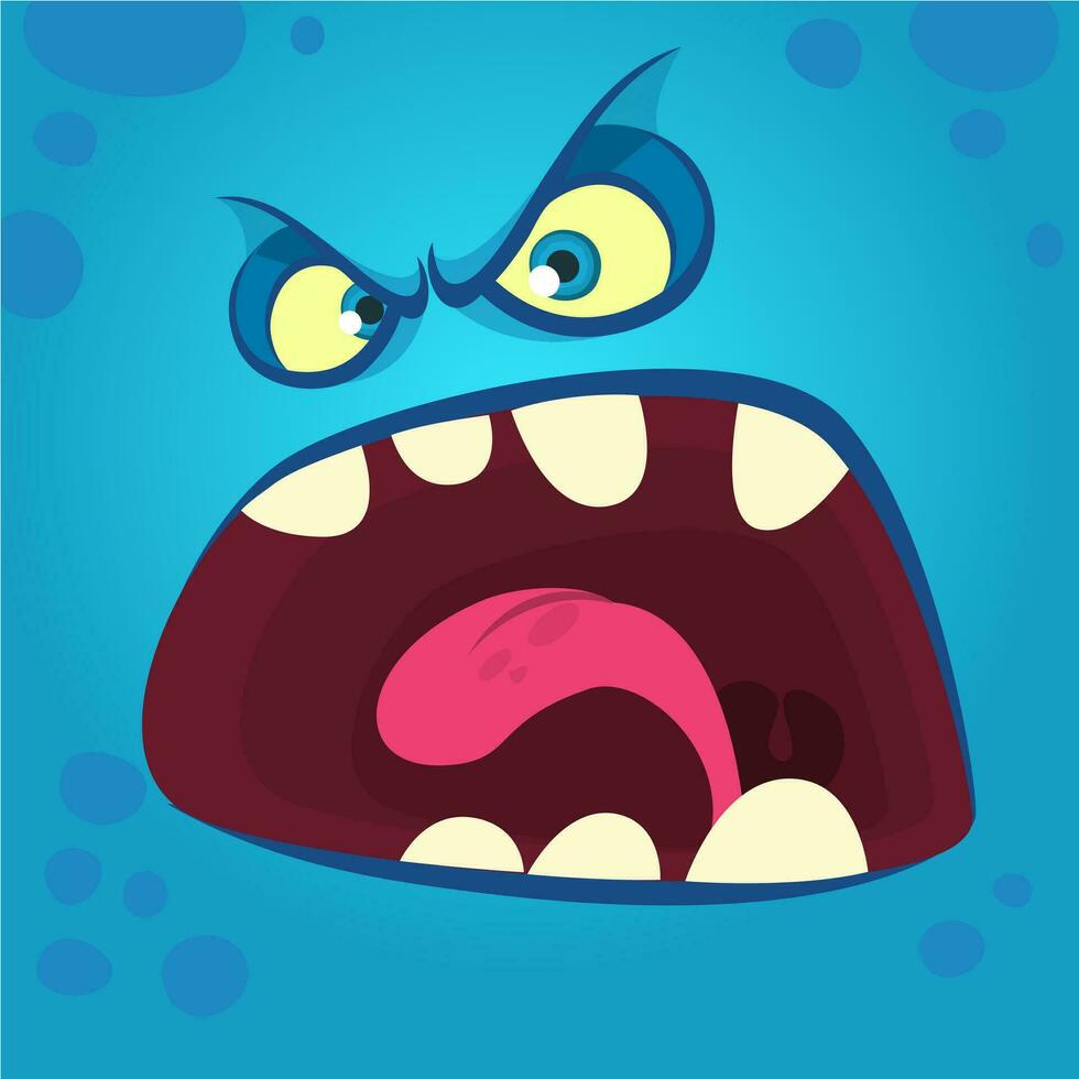 Cartoon monster face. Vector Halloween monster avatar
