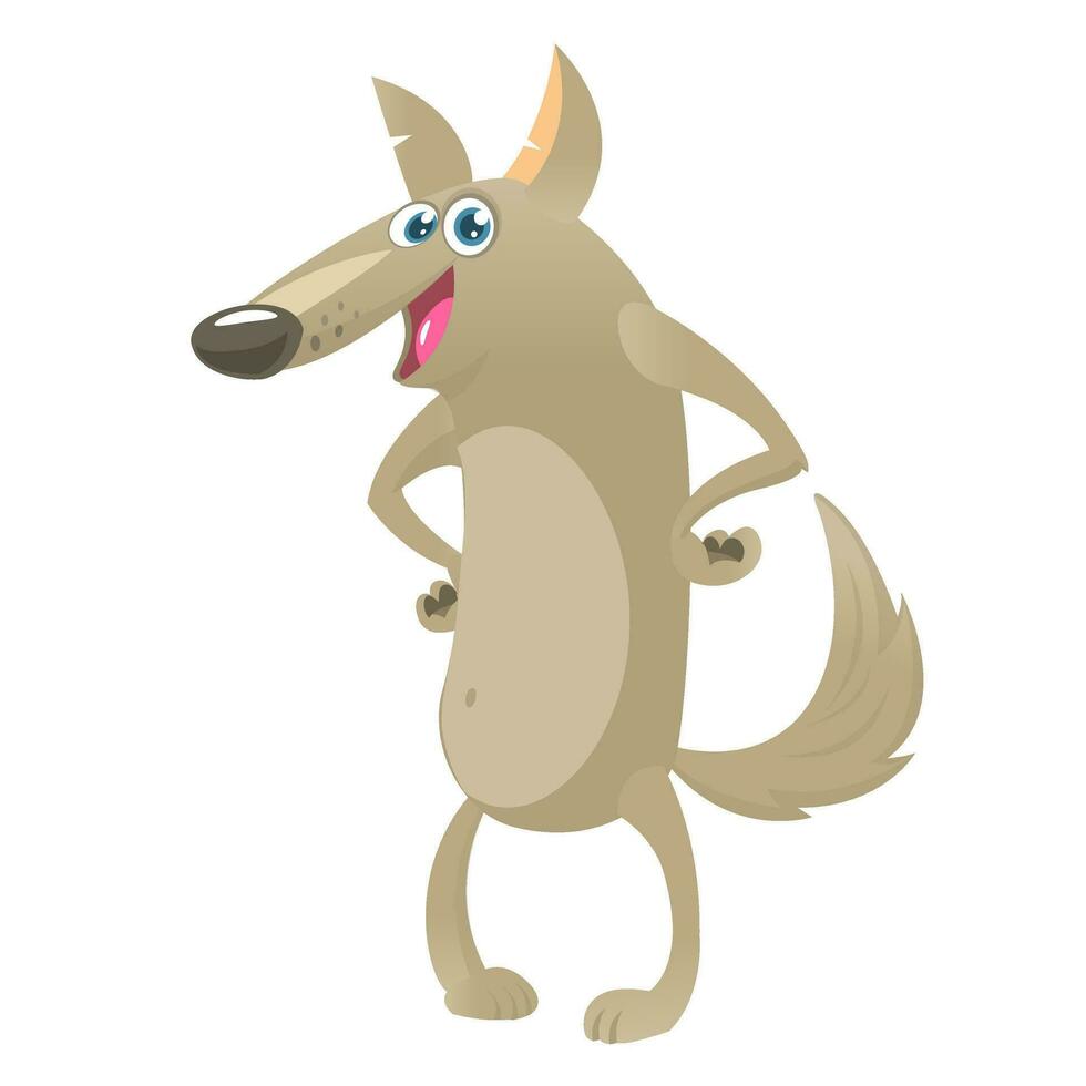 Cartoon wolf. Vector illustration for kids isolated