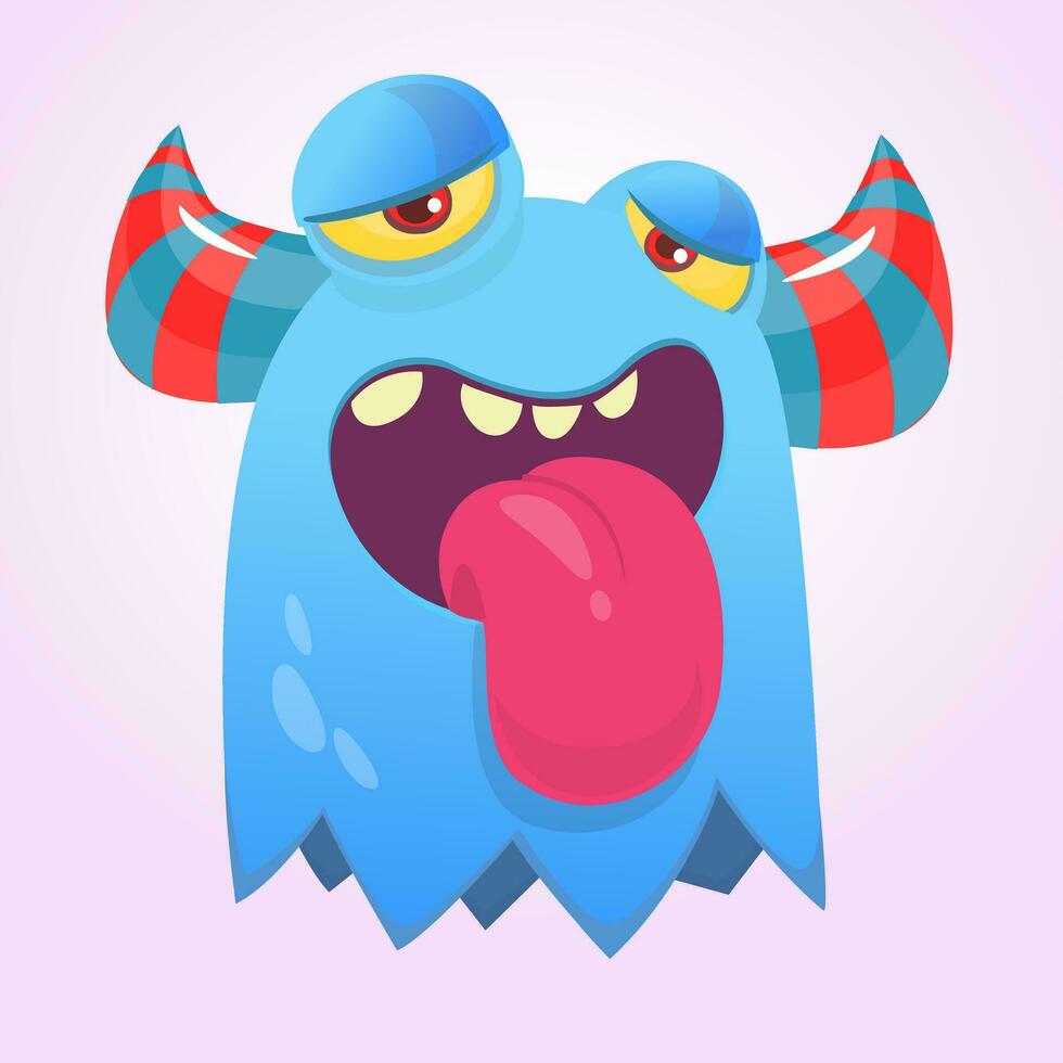 Happy cute cartoon monster. Vector illustration