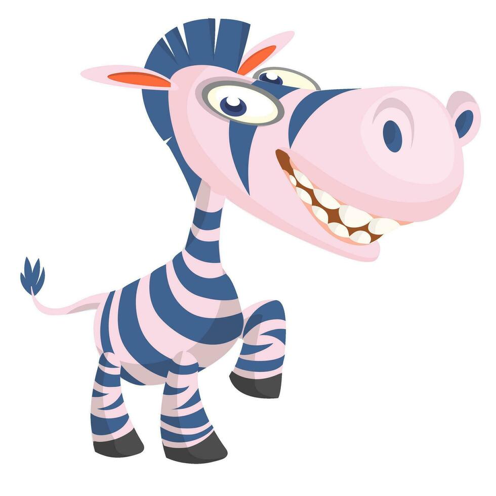 Cute cartoon zebra character vector