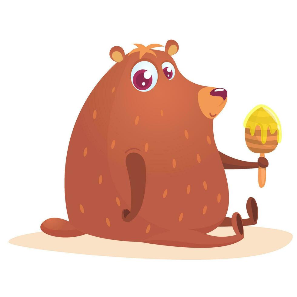 Happy cartoon brown bear. Vector illustration