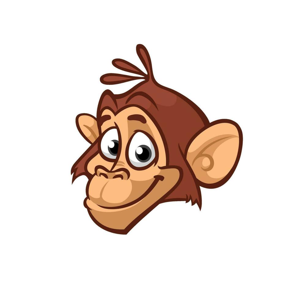 Cartoon monkey head smiling icon. Vector isolated