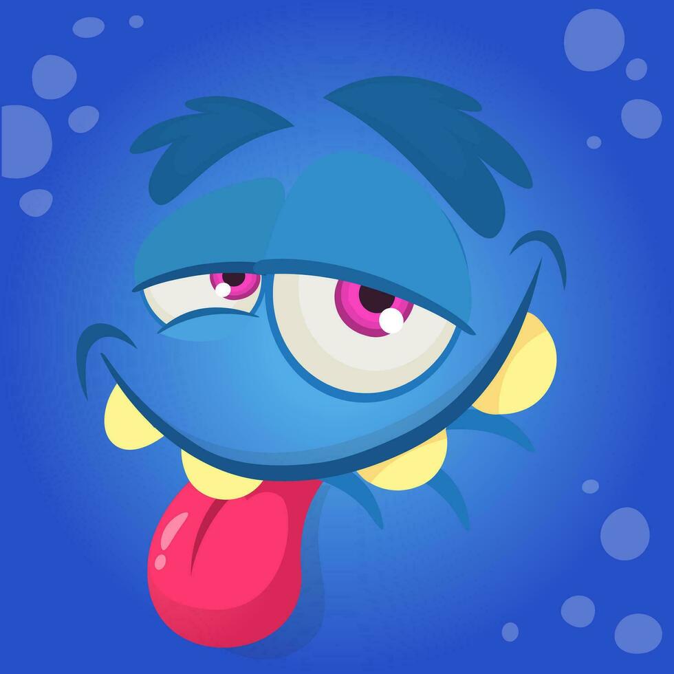 Cartoon monster face. Vector Halloween monster avatar